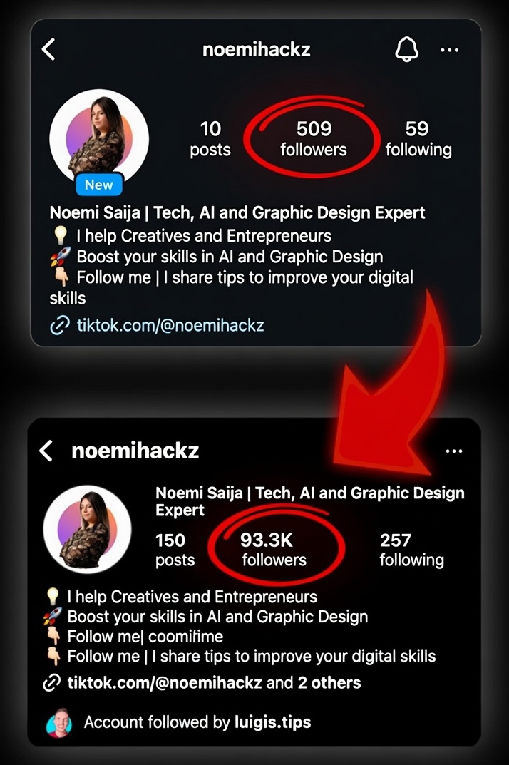 Instagram growth from 509 to 93.3K followers
