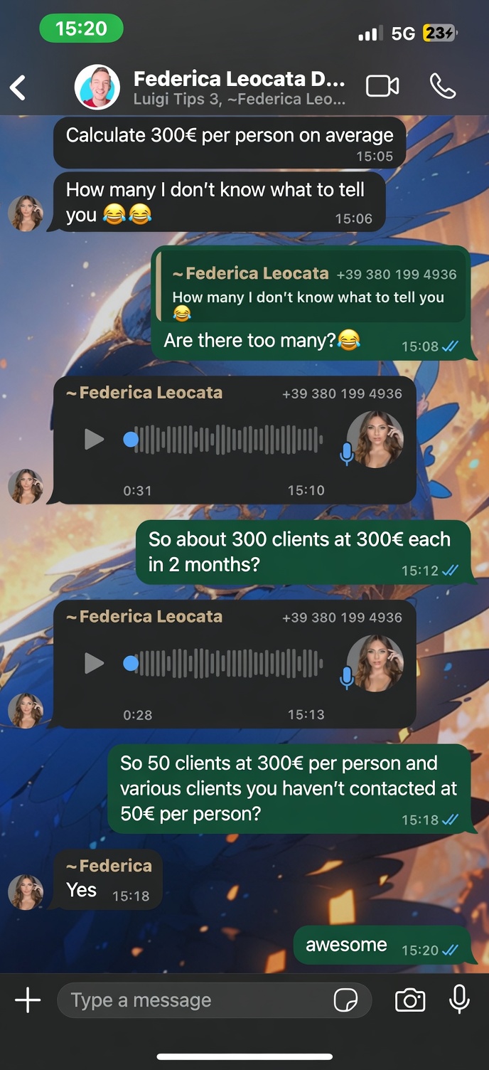 Student with 50 clients at 300 EUR each